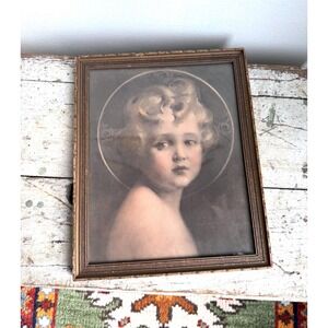 Antique "Light of the World" Christ Child Framed Print Charles Bosseron Chambers